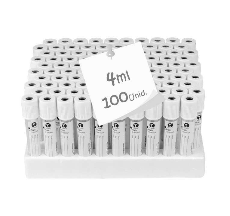 Tubo Tapa Blanca sin Aditivo GlobalVac® 4ml 100 Tubos