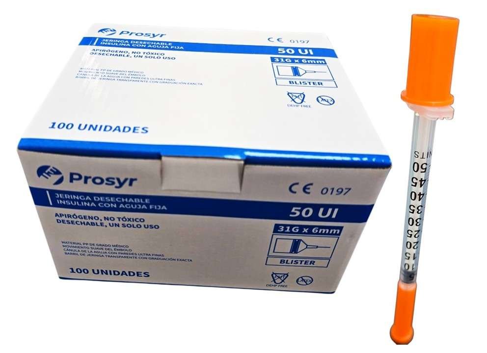 Jeringa de Insulina Prosyr 0.5ml 50ui (31g 6mm-1/4) 100 Und.