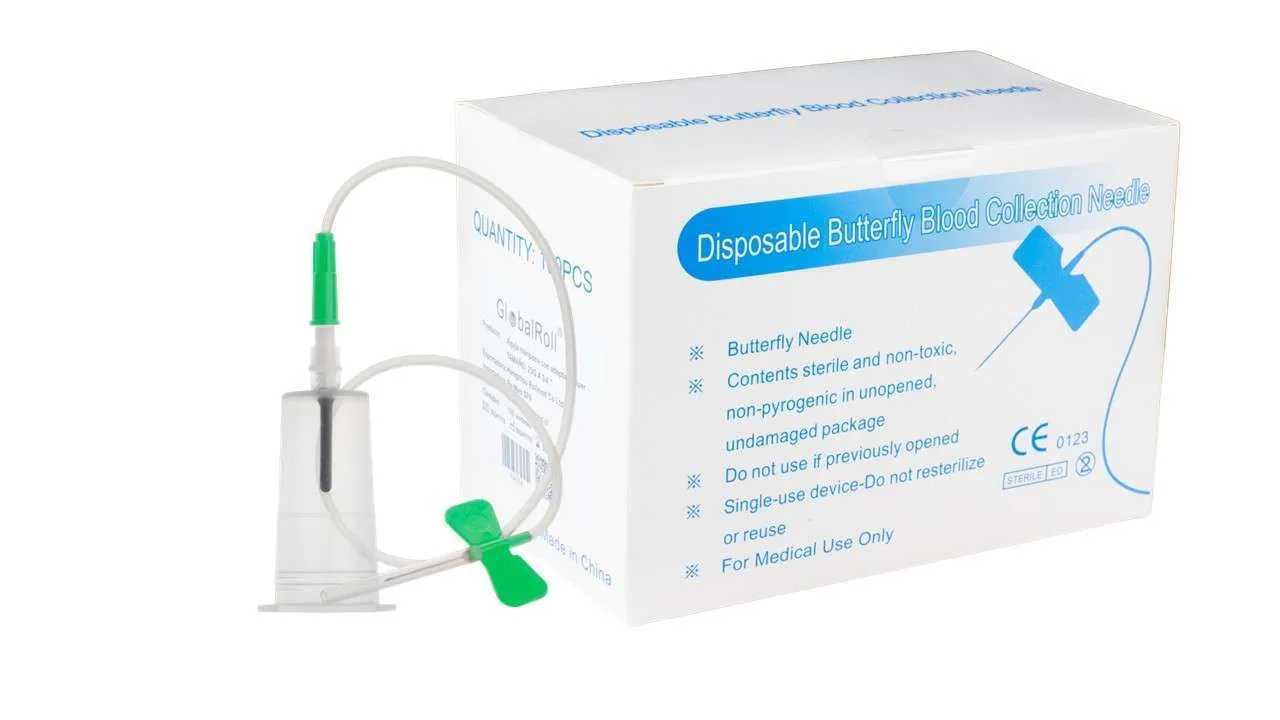 Mariposa Scalp Vein 21g GlobalRoll® con Adaptador 100 Unidades + 5 Holder - Imagen 1