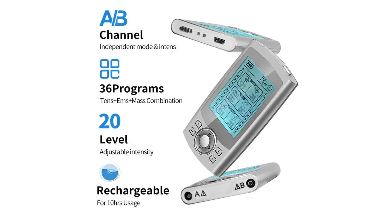 Estimulador Muscular Tens-Ems Grado Médico 36 Modos con Batería Interna Recargable y Enchufe Incluido - Imagen 4