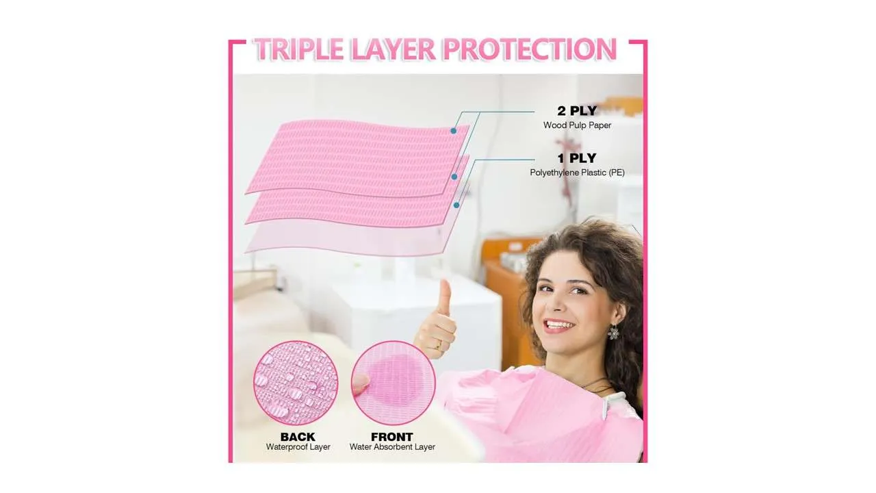 Babero Dental Impermeable Rosado * 125 Unidades - Imagen 2