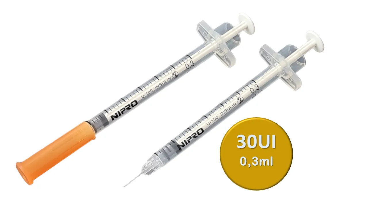Jeringa de Insulina Nipro 0.3ml 30ui (31g 8mm-5/16) 10 Unidades - Imagen 2