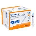 Jeringa 3ml Cranberry® Luer Lock * 100