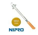Jeringa de Insulina Nipro 0.5ml 50ui (30g 8mm-5/16) 100 Unidades - Imagen 3