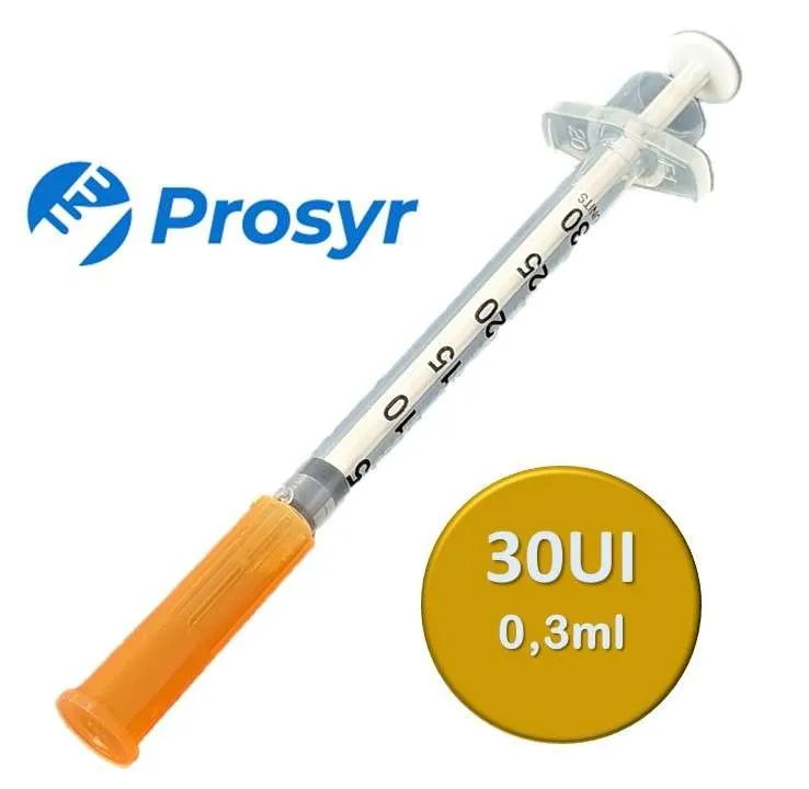 Jeringa de Insulina Prosyr 0.3ml 30ui (31g 6mm-1/4) 100 Und. - Imagen 3