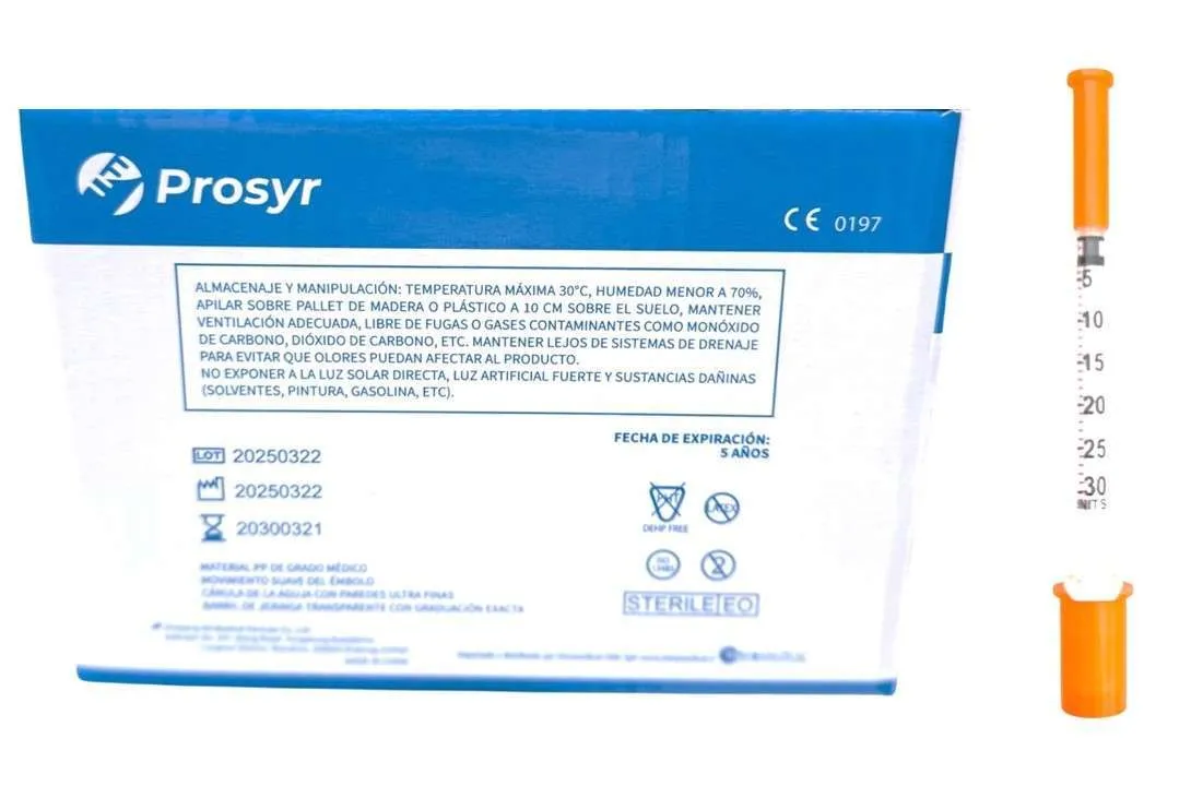 Jeringa de Insulina Prosyr 0.3ml 30ui (31g 6mm-1/4) 100 Und. - Imagen 4