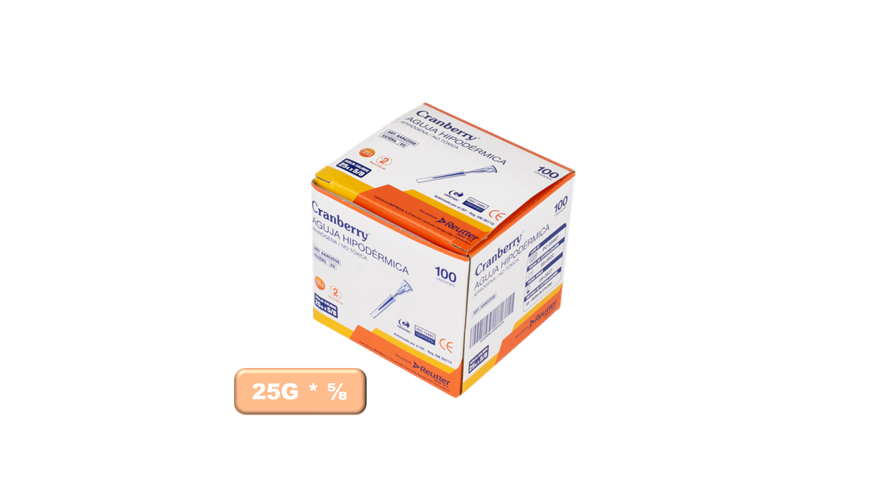 Diapositiva78-2.png Agujas Hipodérmicas 25G * ⅝ *100 - Imagen 1
