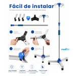 Portasuero con ruedas ajustable de acero inoxidable – 4 ganchos - Imagen 3