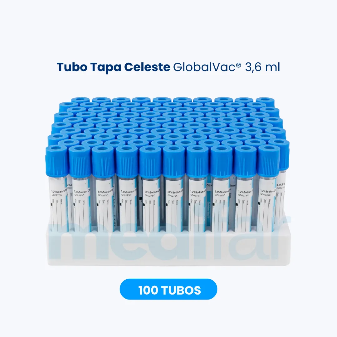 Tubo Tapa Celeste GlobalVac® 3,6 ml 100 Tubos - Imagen 1