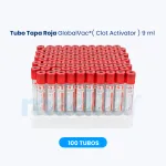 Tubo Tapa Roja GlobalVac®( Clot Activator ) 9ml 100 Tubos